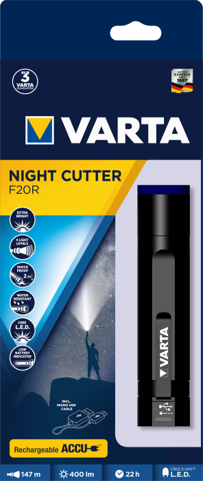 Ліхтар VARTA NIGHT CUTTER F20R & CABLE VARTA