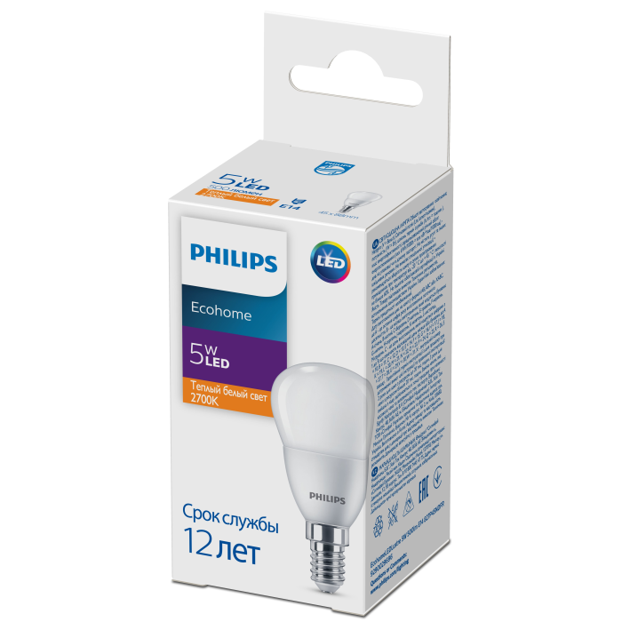 Лампа світлодіодна Philips Ecohome LED Lustre 5W 500Lm E14 827 P45 ND FR