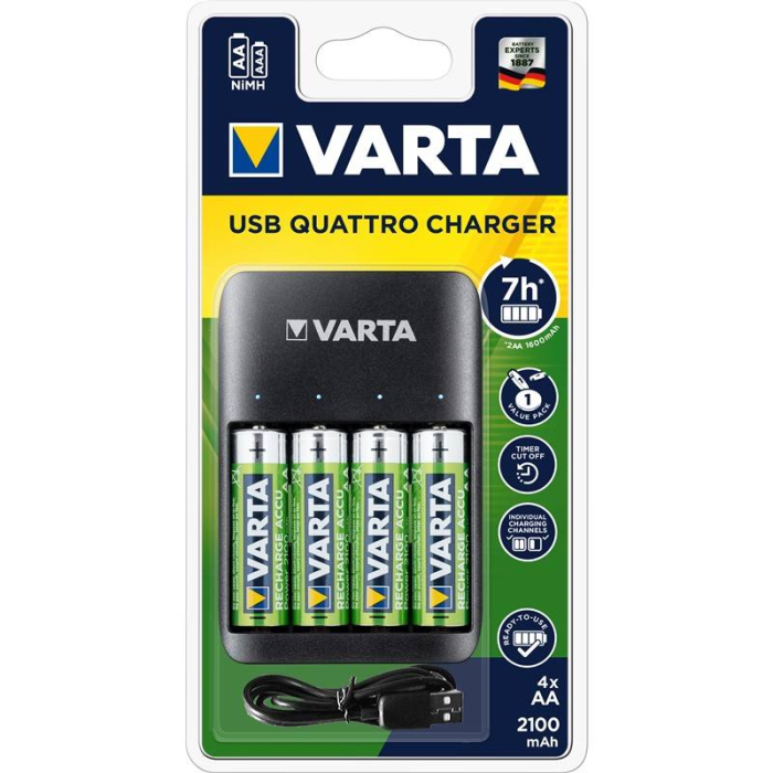 Зарядний пристрій VARTA VALUE USB QUATTRO CHARG. BLI 1 +4x 56706