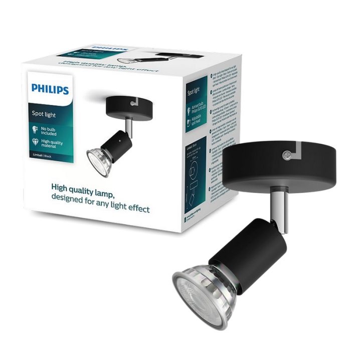 Cвітильник Limbali single spot black 1x50W 230V стельовий/настінний акцентного освітлення