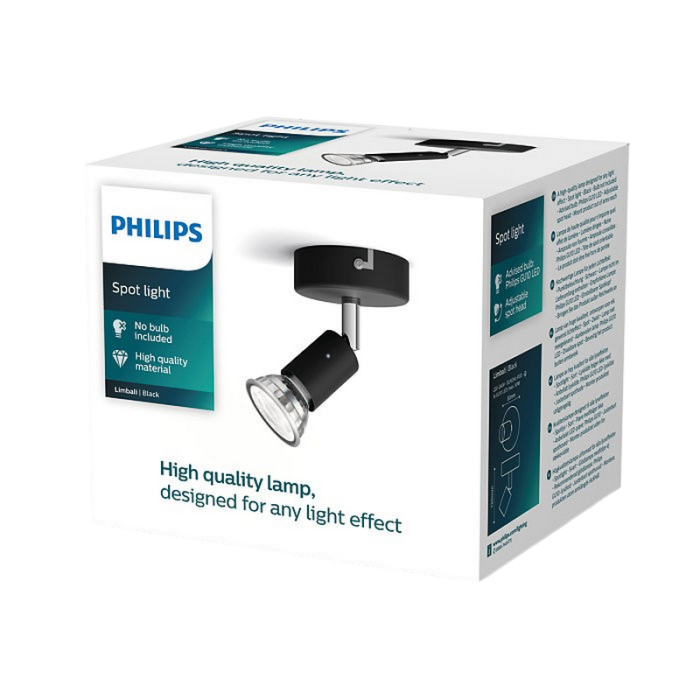 Cвітильник Limbali single spot black 1x50W 230V стельовий/настінний акцентного освітлення