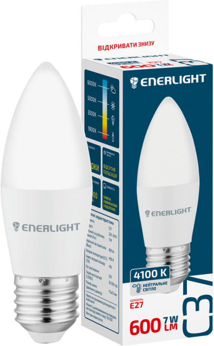 Лампа світлодіодна ENERLIGHT С37 7Вт 4100K E27