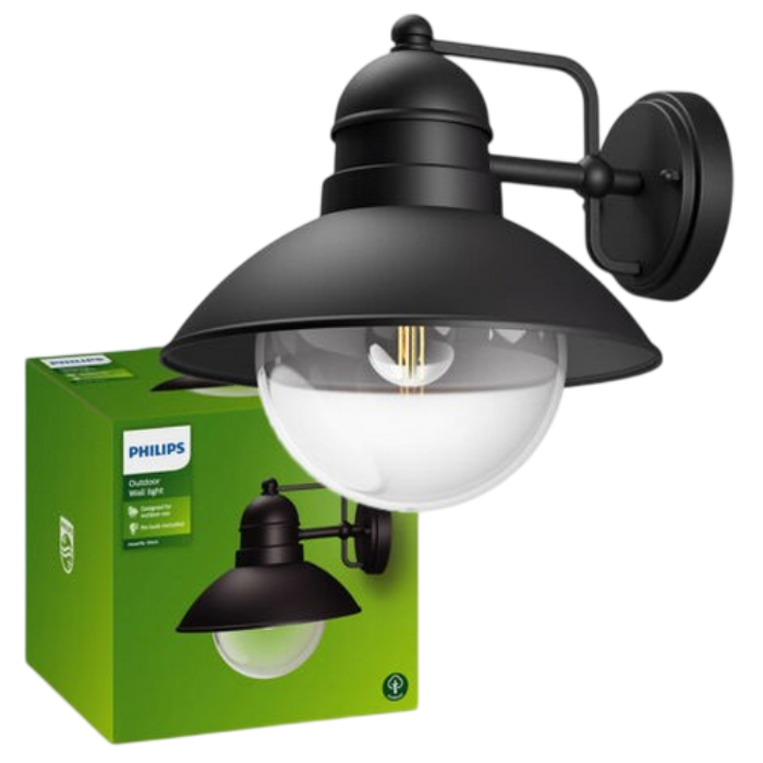 Вуличний настінний світильник Hoverfly Wall Lantern, 60 Вт, цоколь E27, без лампи, чорний, ІР44