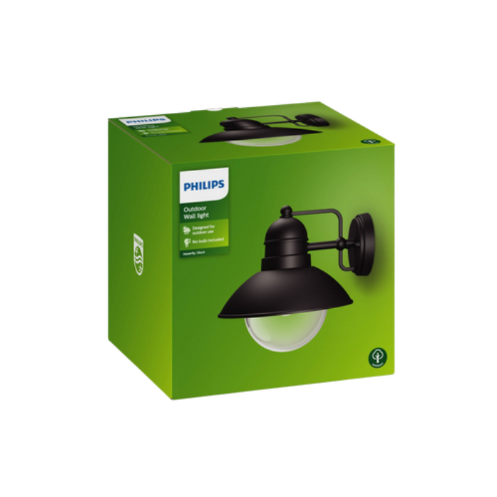 Вуличний настінний світильник Hoverfly Wall Lantern, 60 Вт, цоколь E27, без лампи, чорний, ІР44