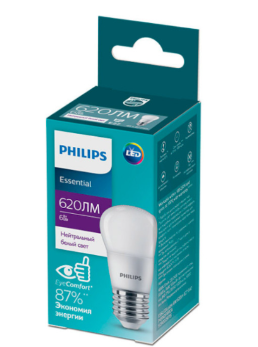 Лампа ESSLEDLustre6W 620lm E27 840 P45FR