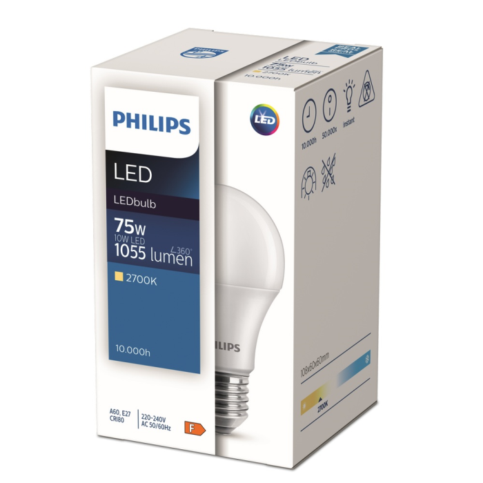 Лампа LED bulb ND 10-75W A60 E27 827 1CT
