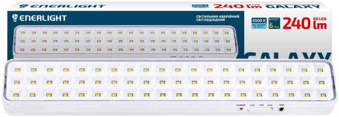 Cвітильник аварійний ENERLIGHT GALAXY AC/DC 240Лм 6500К Li 3,7В 2Агод