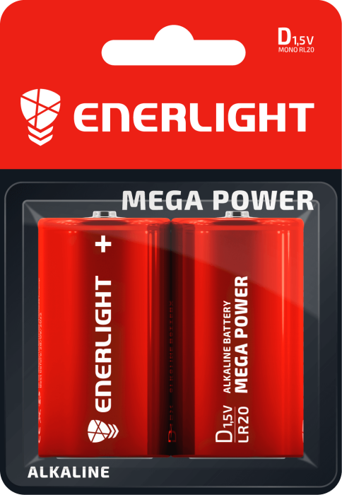 Батарейка ENERLIGHT MEGA POWER D BLI 2