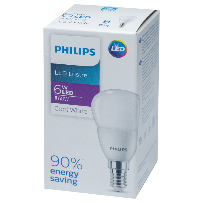 Лампа світлодіодна Philips LED Lustre 6-60W E14 840 P45NDFR RCA