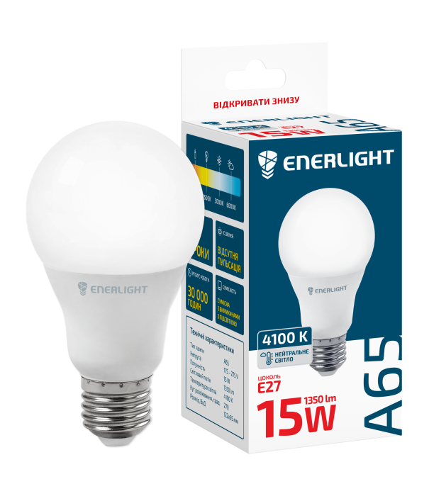 Лампа світлодіодна ENERLIGHT A65 15Вт 4100K E27