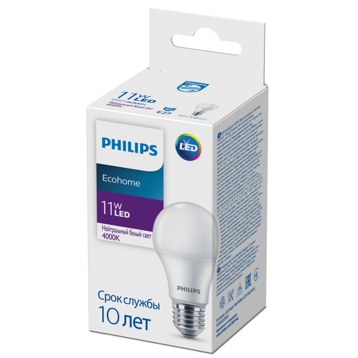Лампа світлодіодна Philips Ecohome LED Bulb 11W 950Lm E27 840 RCA new