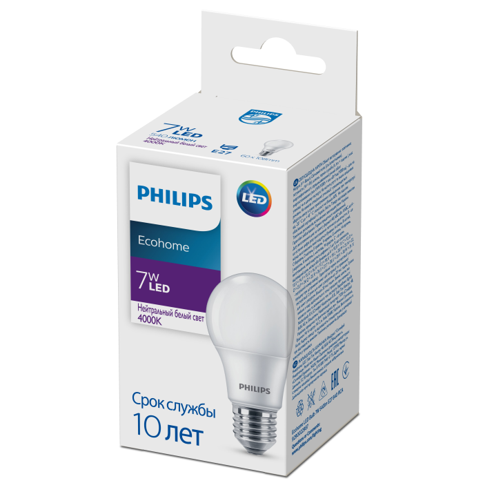 Лампа світлодіодна Philips Ecohome LED Bulb 7W 540Lm E27 840 RCA