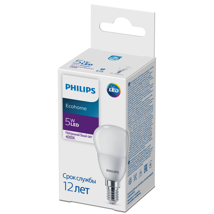 Лампа світлодіодна Philips Ecohome LED Lustre 5W 500Lm E14 840 P45 ND FR