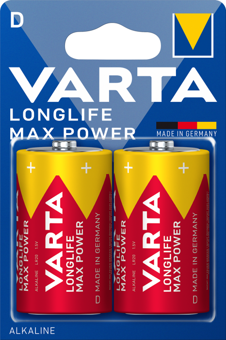 Батарейка VARTA LONGLIFE MAX POWER D BLI 2 шт
