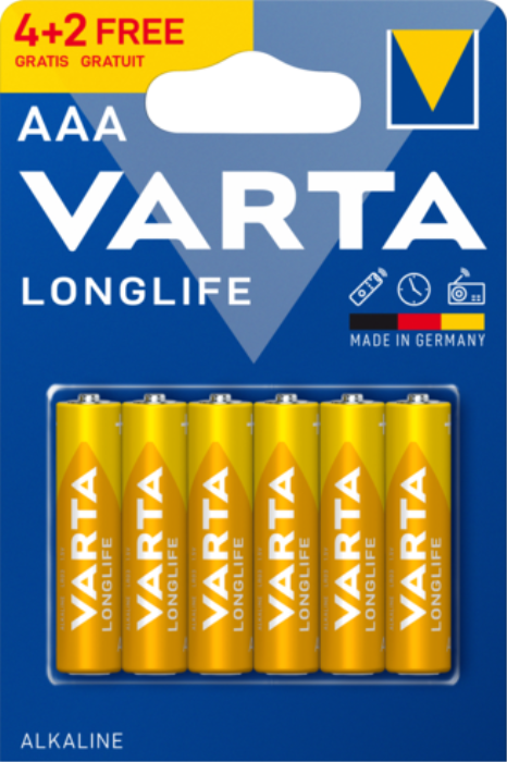 Батарейка VARTA LONGLIFE AAA BLI 6 (4+2)