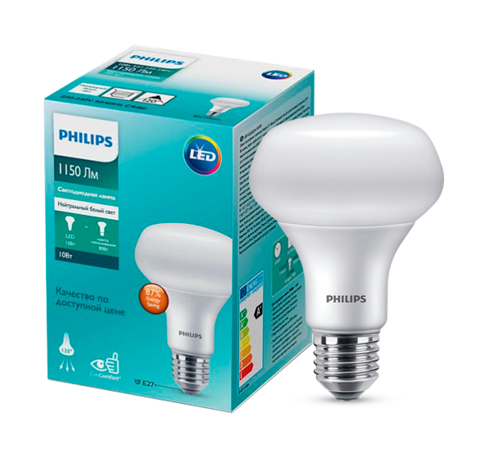 Лампа світлодіодна Philips ESS LEDspot 10W 1150Lm E27 R80 840