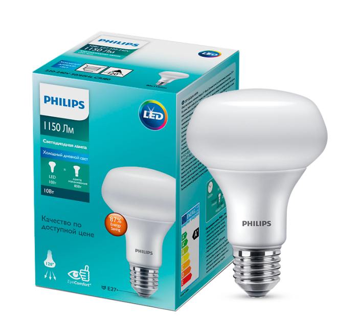 Лампа світлодіодна Philips ESS LEDspot 10W 1150Lm E27 R80 865