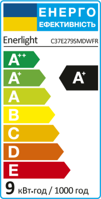 Лампа світлодіодна ENERLIGHT С37 9Вт 3000K E27