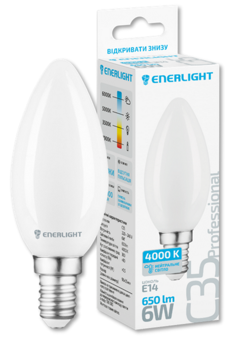 LED Лампа ENERLIGHT Professional С35 6Вт 4000К Е14 