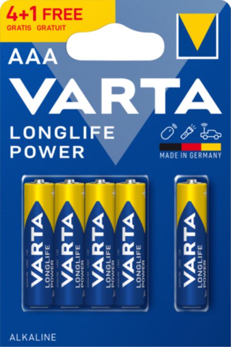 Батарейка VARTA LONGLIFE POWER AAA BLI 5 (4+1)