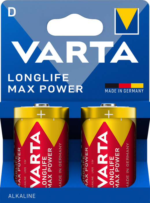 Батарейка VARTA LONGLIFE MAX POWER D BLI 2 (ES) шт