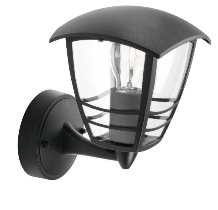 Вуличний настінний світильник Creek wall lantern black 1x60W 230, без лампи, чорний, ІР44