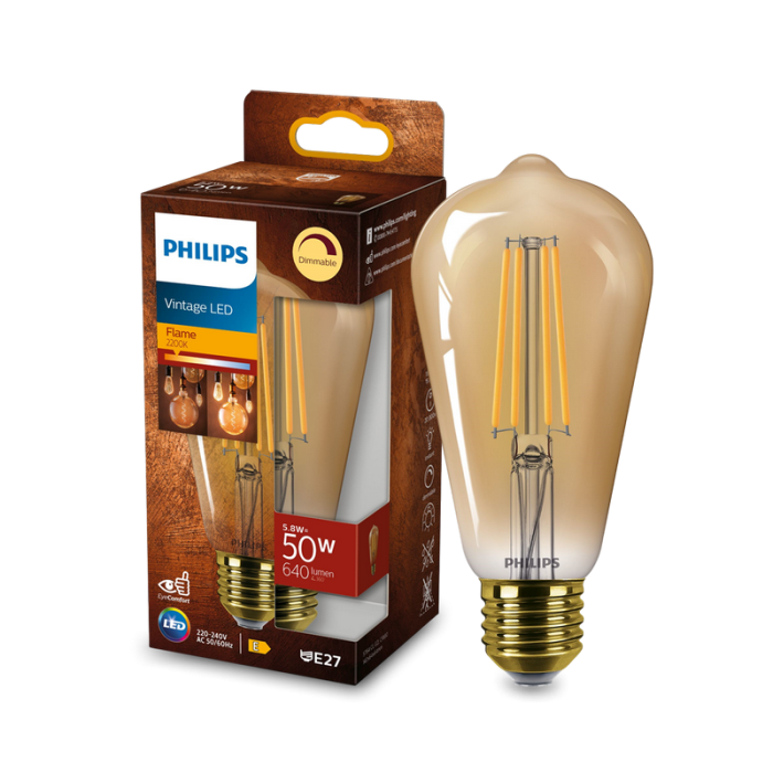 Лампа LEDCLA 50W ST64 E27 922 GOLD D димуюча