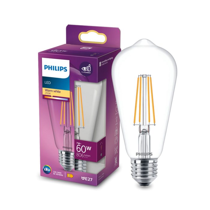 Лампа LED classic 60W ST64 E27 WW CL ND RFSRT4